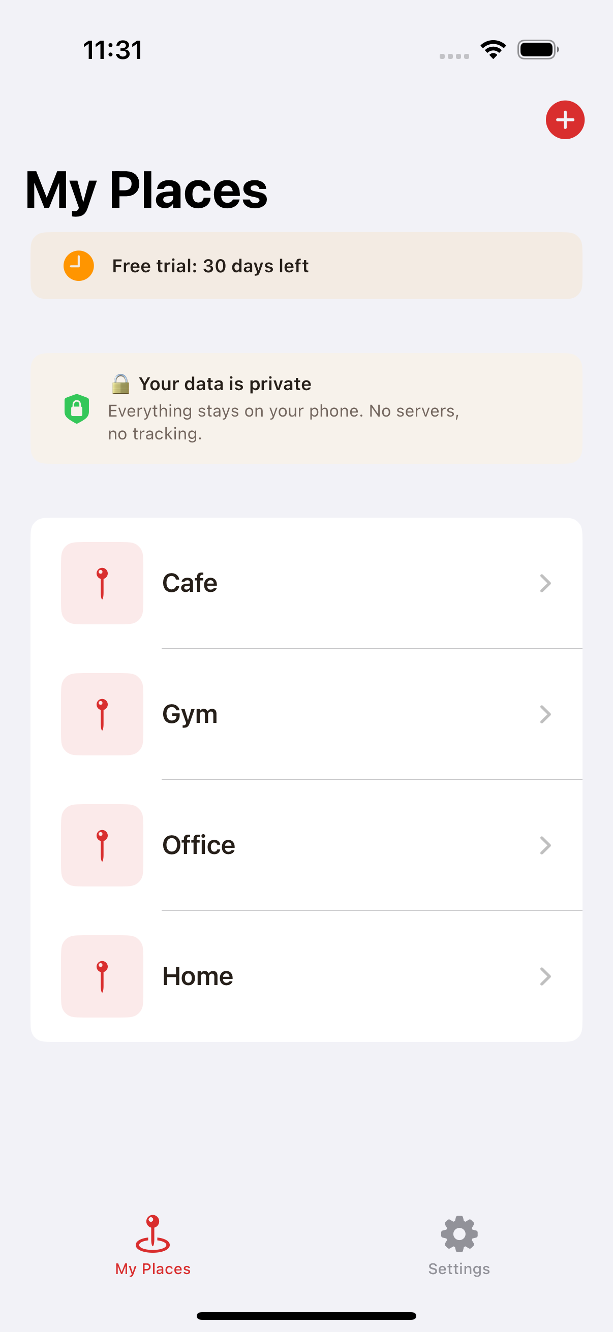 Dabbous app — My Places list